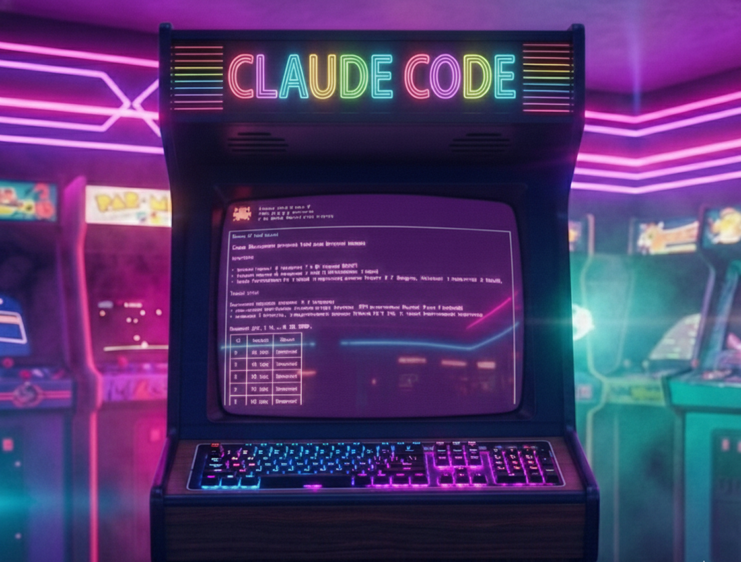 Claude Code в&nbsp;стиле ретровейв — аркадный автомат с&nbsp;терминалом